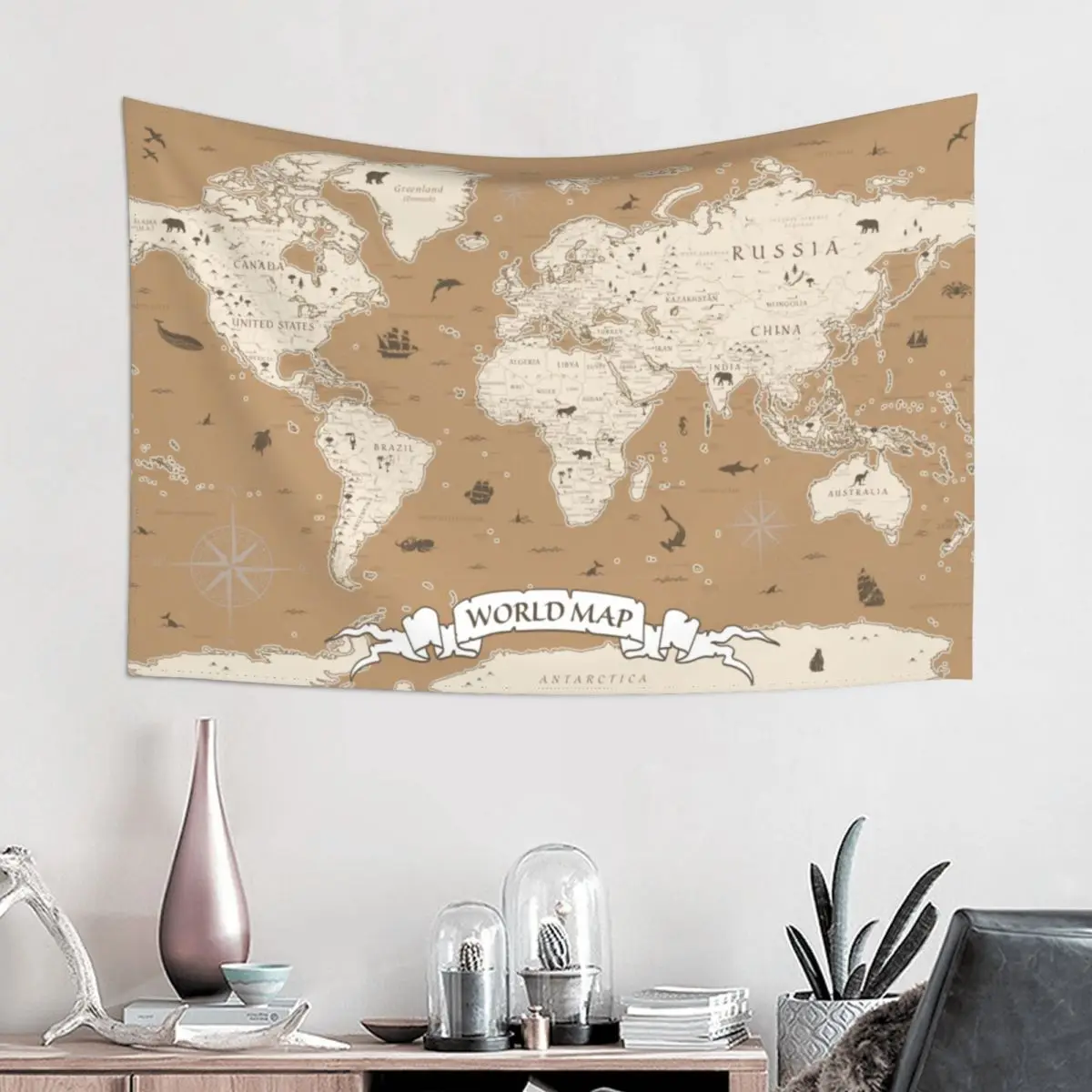 

World Map Retro Tapestry Colorful Wall Hanging Vintage Decoration for Bedroom Background Cloth Psychedelic Wall Tapestry