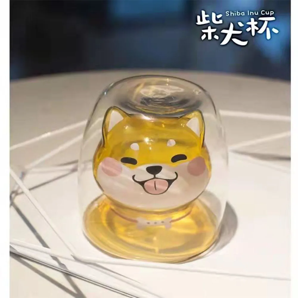 Креативная чашка ручной работы двойная стеклянная Шиба-ину милая мультяшная