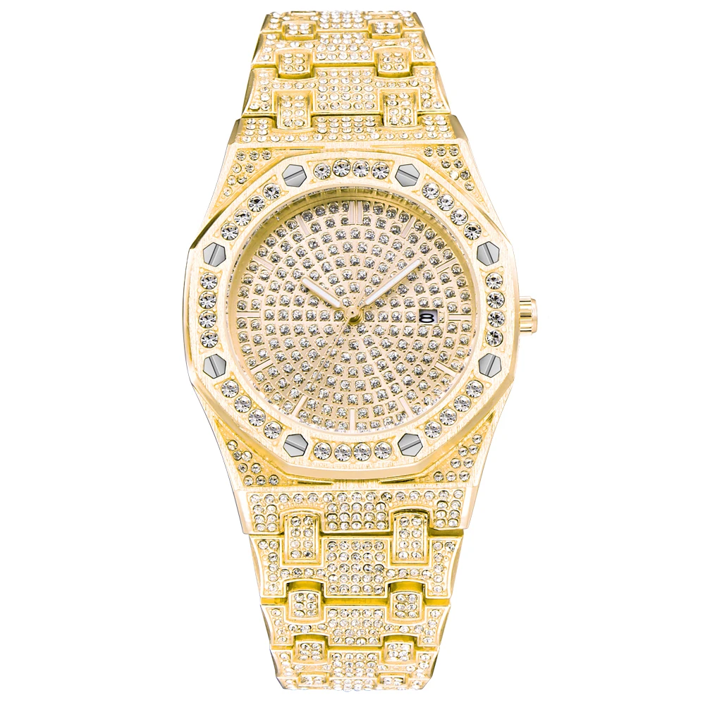 

2020 Latest Big Brand Watches Mens Luxury Diamond Fashion Alloy Band Date Quartz Wristwatches Reloj Hombre Acero Inoxidable 1519