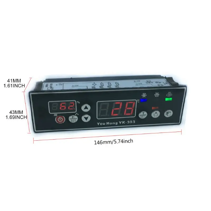 

YK-303 Digital Temperature and Humidity Controller 110-220V LCD Display -45 - 80 Embedded Thermostat Thermal Regulator for
