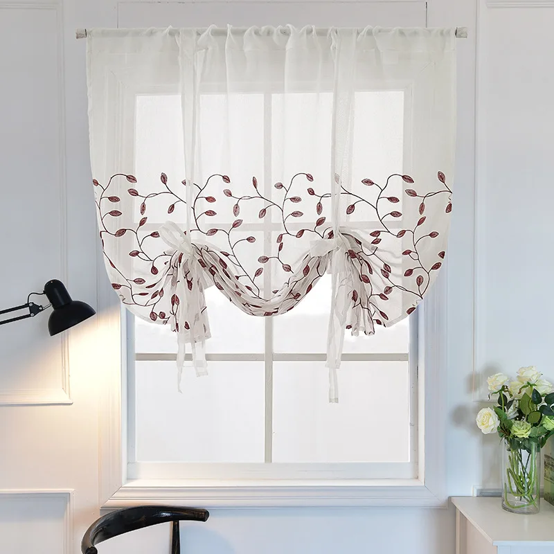 

Short Kitchen Balloon Curtain Tulle Voile Window Curtain for Living Room Divider Home Transparent Sheer Drapes Voile