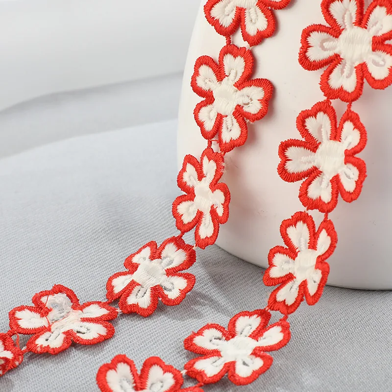 3 yards Embroidery Plum Blossom Flower Lace Trim Ribbon Diy Craft Clothing Sewing Decoration Materials | Дом и сад