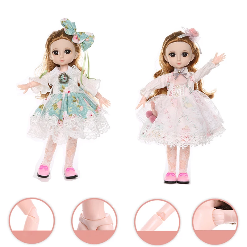 

30 Cm Doll 1/6 BJD Fashion Doll Girl Toy 3D Eye Movement 18 Joint Doll Makeup DIY Toy New Doll Baby Toy Lolita Skirt Doll