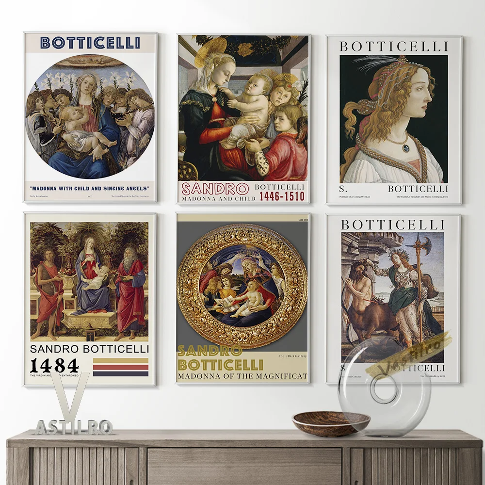 

Sandro Botticelli Exhibition Museum Canvas Painting Prints Art Retro Poster Modern Bedroom Home Decor High Quality Wall Stickers