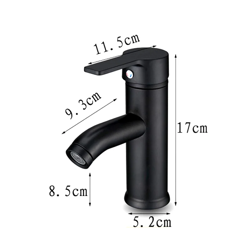 

Stainless Steel Anti Corrosion Durable Cold And Hot Water Easy Install Hardware Simple Kitchen Faucet Bathroom Modern Home Black
