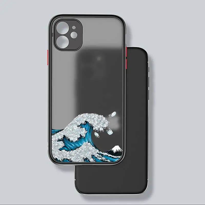 

Japanese style The Big Wave of kanagawa Phone Case matte transparent For iphone 7 8 11 12 plus mini x xs xr pro max cover