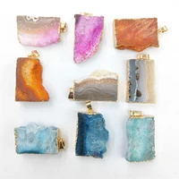 1pc natural original stone agates veins irregular geometric pendants for women charms jewelry making diy necklace accessories