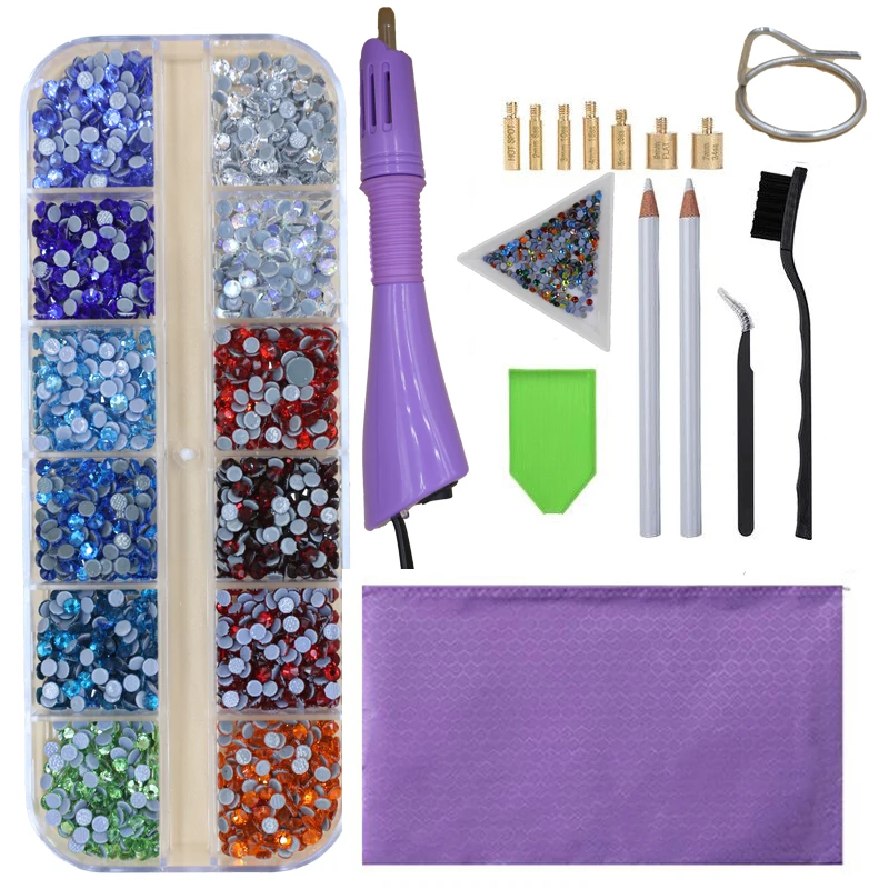 Juego de diamantes de imitaci&oacute;n para fijaci&oacute;n en caliente, unids/caja 2400, aplicador de fijaci&oacute;n en caliente con enchufe UE/EE. UU., cristal y diamantes de imitaci&oacute;n, decoraci&oacute;n Strass de hierro-4