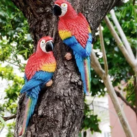 parrot statue realistic bird resin ornament wall mounted diy outdoor garden tree animal figurine decoration