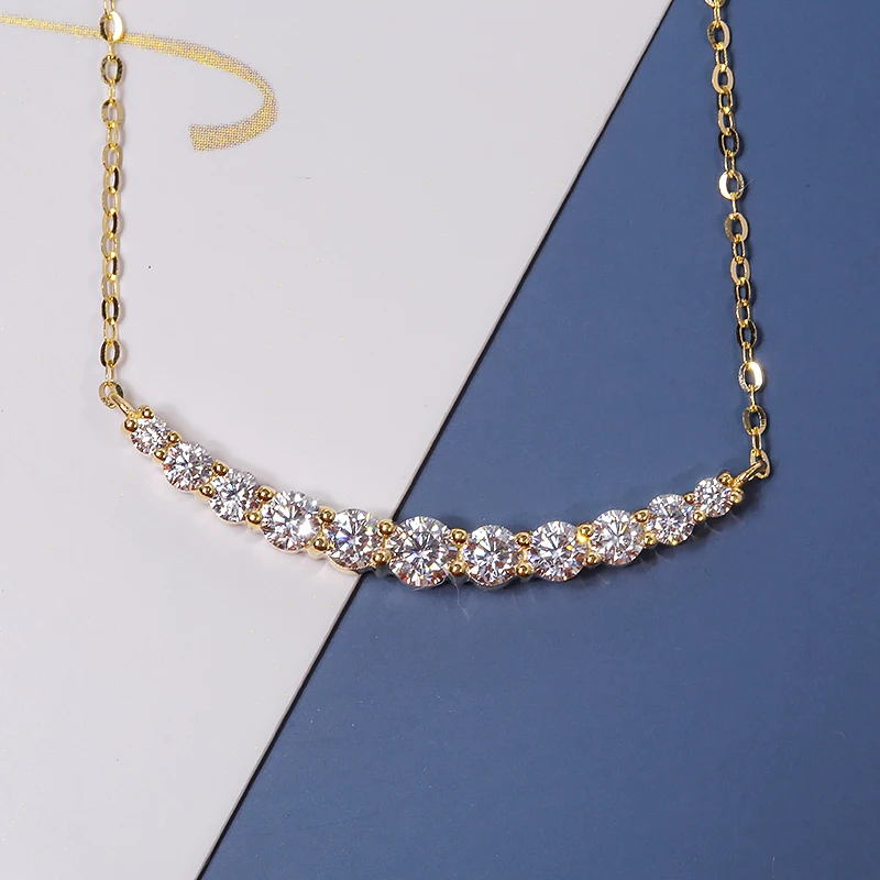 Кулон с бриллиантовой огранкой 0 95 карат Муассанит цвета Настоящее Желтое золото