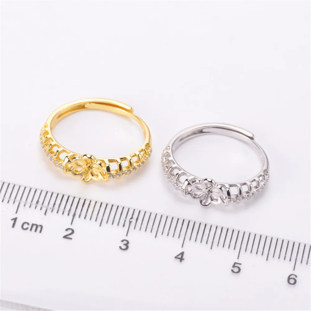 

Pearl Ring Settings, Fashionable Ring Findings, Adjustable Size 925 Silver Ring Jewelry DIY Making No Pearl