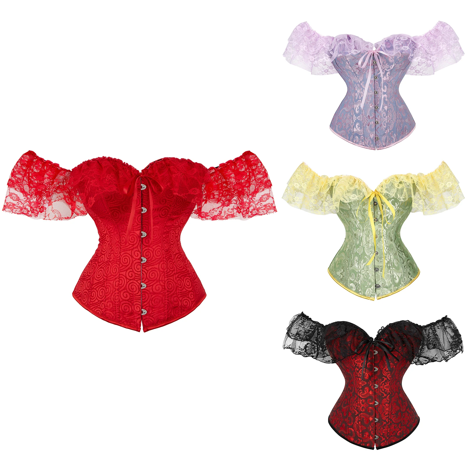 

Women's Sexy Lace Corset Solid Color Tie-up Fishbone Bandage Drawstrings Slim Elastic Crop Tops Bustier Body Shaper Party Wear
