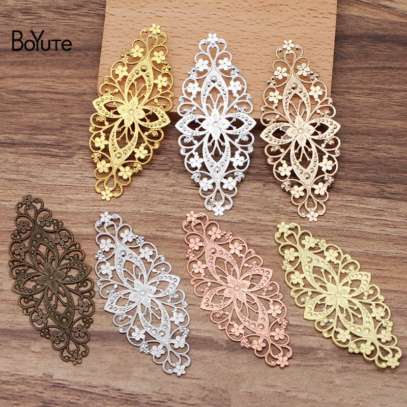 

BoYuTe (10 Pieces/Lot) 35*80MM Metal Brass Filigree Flower Findings Diy Hand Made Jewelry Accessories Wholesale