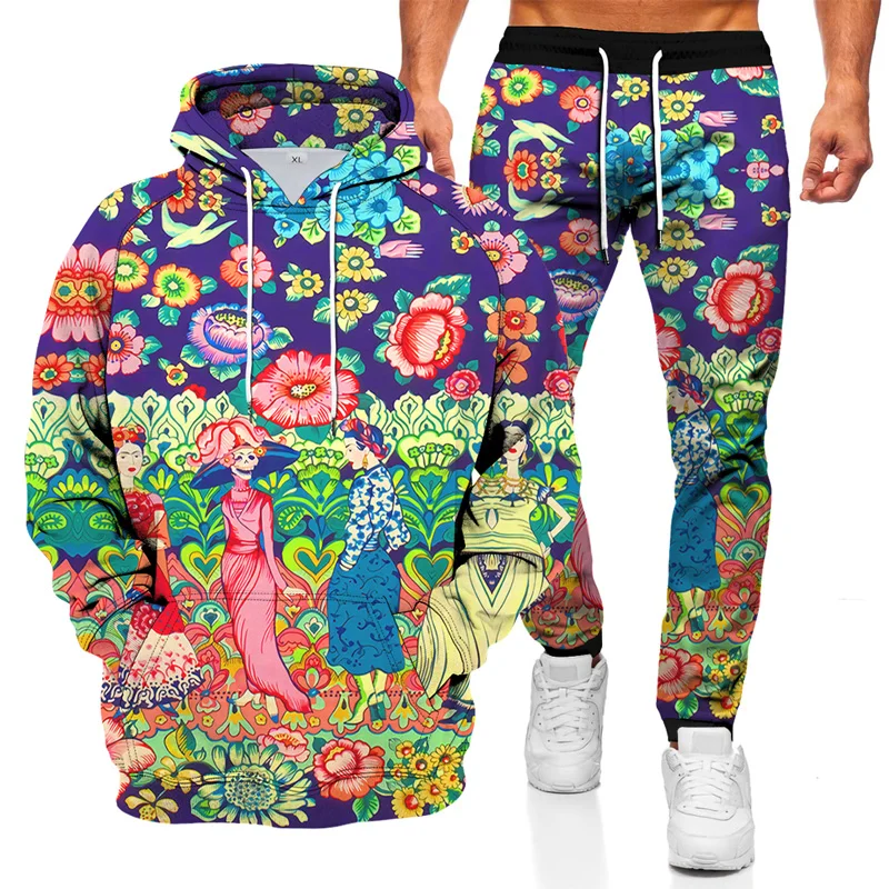 

Long sleeve Flower Printing Trendy Shirt And Hat Sweatshirts Sports Wear Street Wear