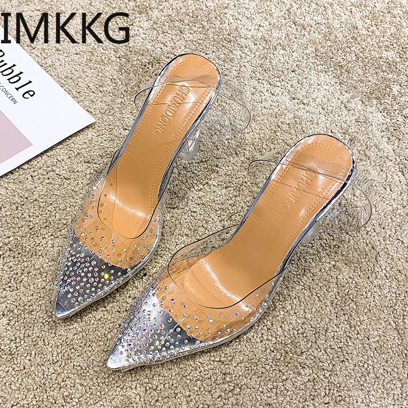 Сандалии женские на высоком каблуке шпильке с острым носком|Боссоножки и