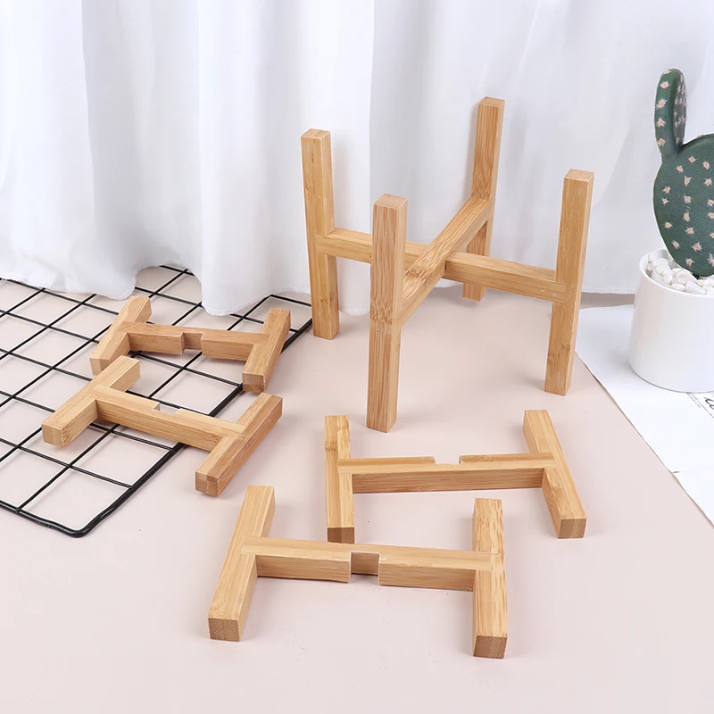 

1 Pcs Flower Pot Rack Strong Free Standing Bonsai Holder Home Garden Indoor Display Plant Stand Shelf Wood Planter Pot Trays