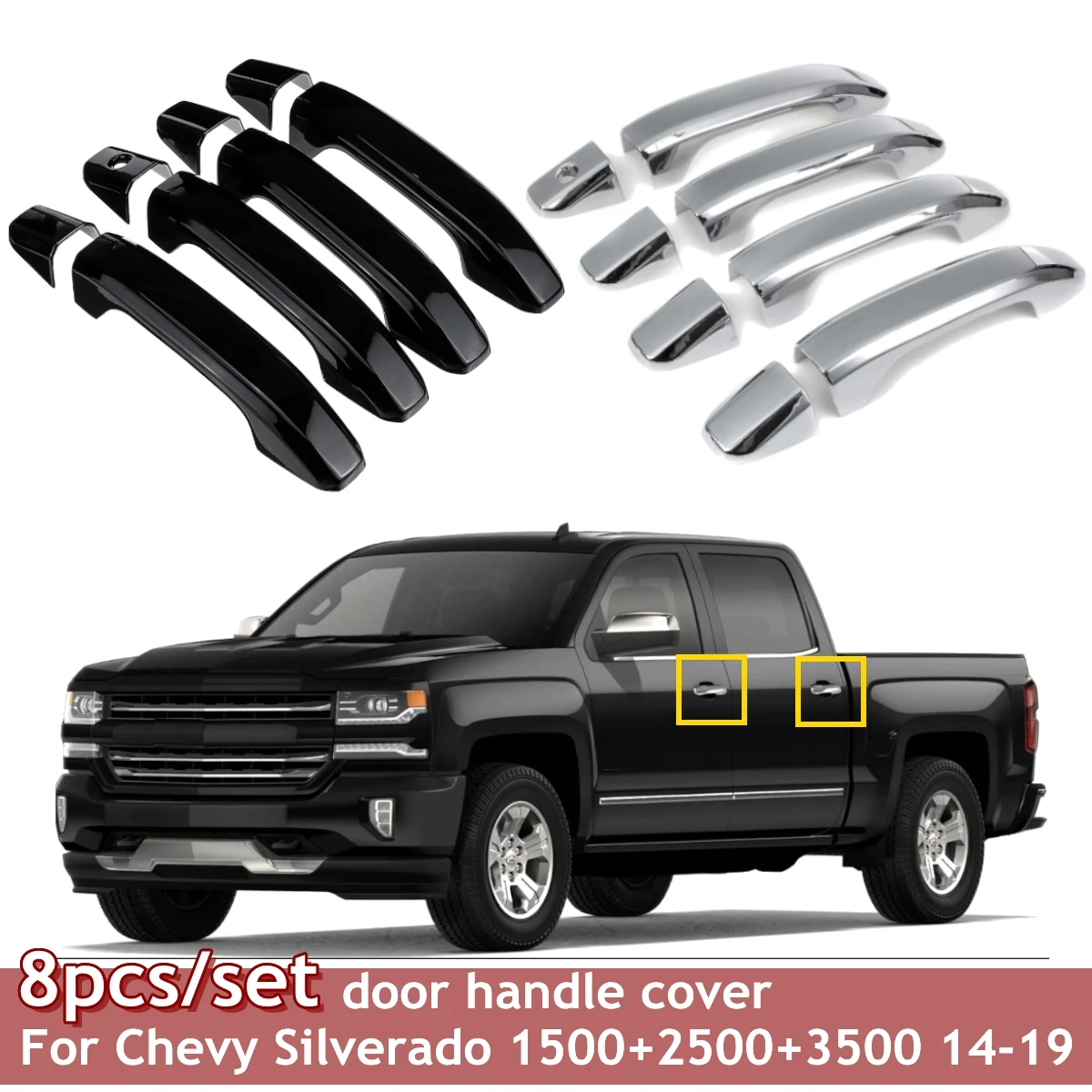 8 шт. в комплекте Наружная ручка двери автомобиля чехлы хром для Chevy Silverado 1500 2500 3500