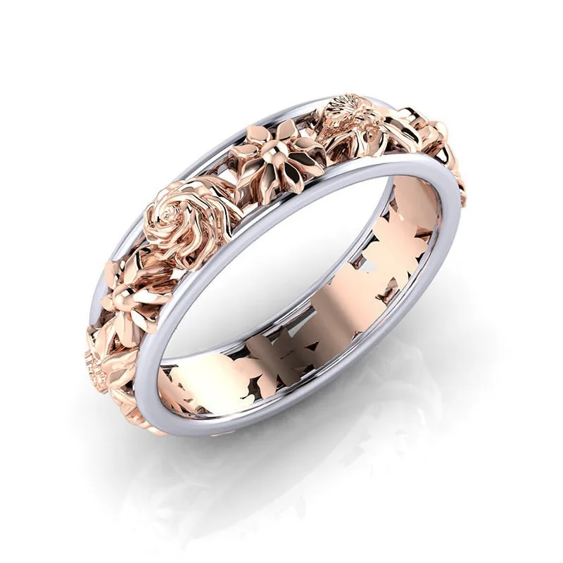 

Rose Gold Silver Color Metal Flower Plant Rings for Women Vintage Rings 2020 Trendy Fashion Jewelry Milangirl Accessories