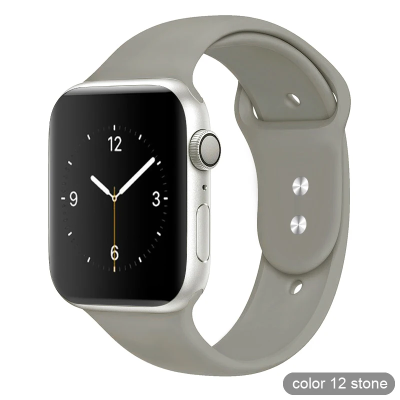 Цветной мягкий силиконовый спортивный ремешок для Apple Watch серии 1 2 3 4 5 38 мм 42 мм резиновый ремешок для часов 40 мм 44 мм iWatch 4/5 - Цвет ремешка: 12 Stone