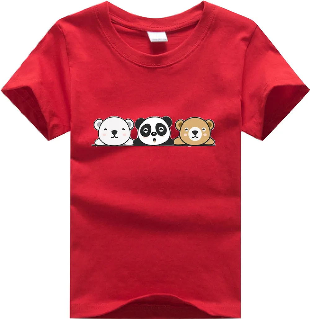 

White child t shirt anime clothes Three Bears Cartoon Tops For Girls blusas y camisas White Red Black Summer O-neck 2-12T