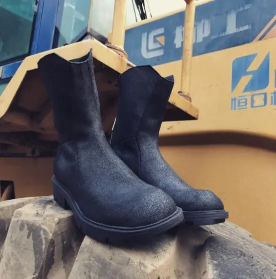 Мужские полуботинки в стиле ретро сезон осень-зима черные ботинки из натуральной