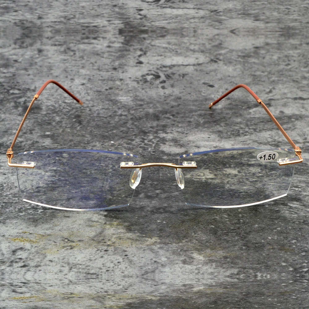 Очки для чтения мужские без оправы + 0 75 1 5 2 25 3 4 с чехлом на фото