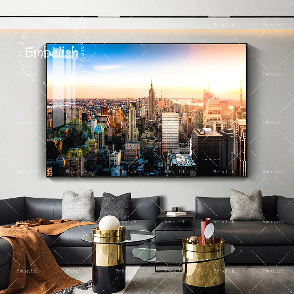 

Beautiful Sunset Landscape New York City Wall Art Pictures For Living Room Modern Home Decor Posters HD Canvas Paintings Artwork
