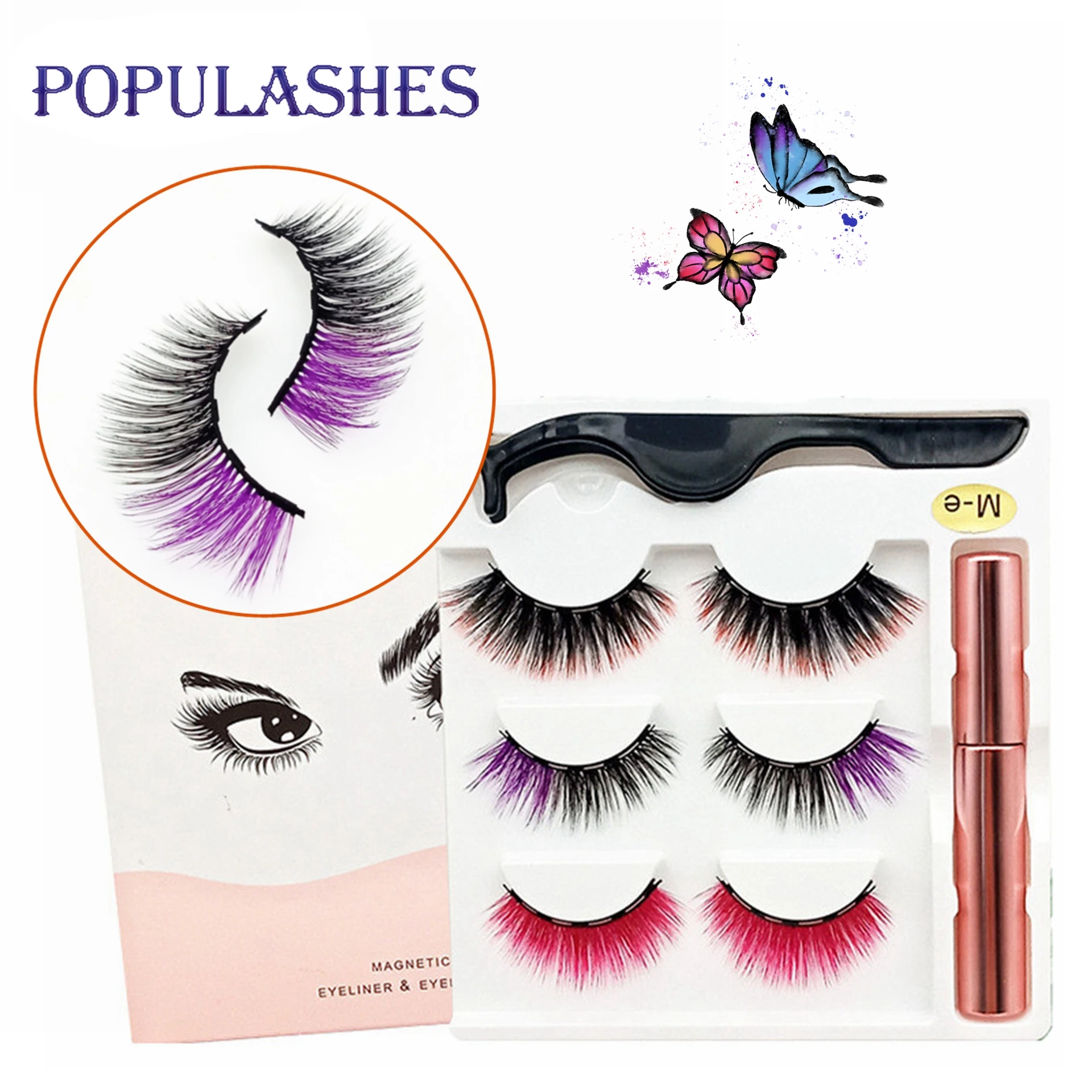 

3 пары 5 магнитных ресниц, подводка для глаз и пинцет в комплекте, Искусственные ресницы для наращивания ручной работы, водонепроницаемые на...