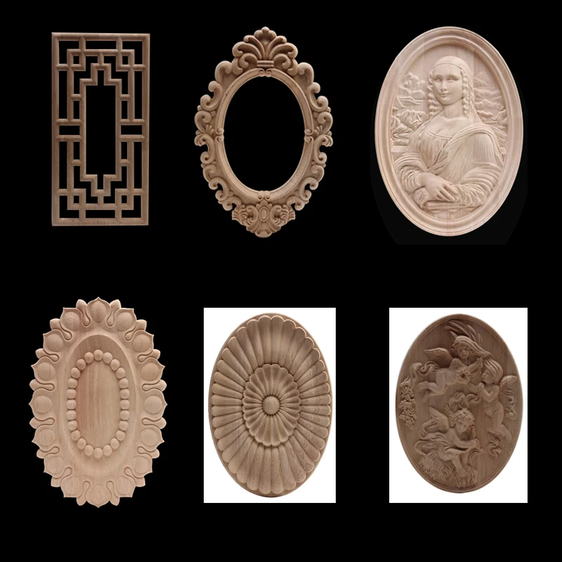 

Modern Unpainted Carved Wood Applique Wood Decal Wood Frame Onlay Decoration Door Onlay Home Decoration Accessories Cabinet NEW