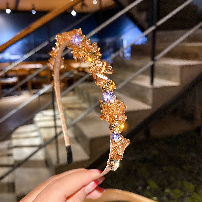 

Women Shiny Luxury Rhinestone Hairbands Non-slip Bezel Colorful Diamond Hair Hoop Hair Accessories for Women Crystal Headbands