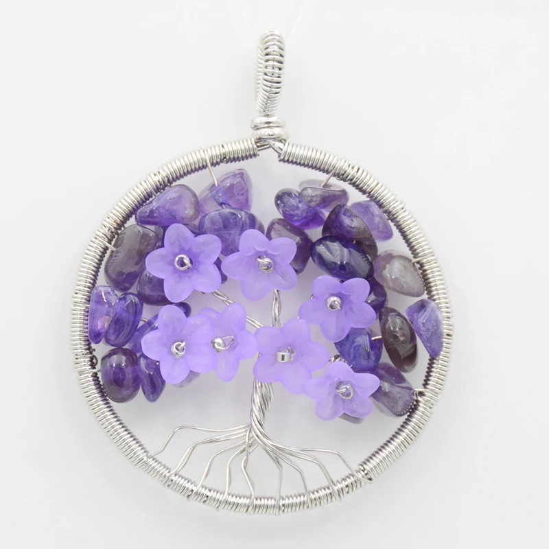 Новое Женское Ожерелье с кулоном в виде дерева жизни натуральные камни кристалл