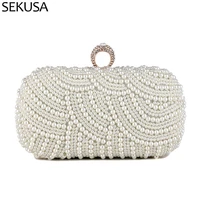 finger ring diamonds women evening bags beaded embroidery clutch chain shoulder small lady wedding bridal handbags pearl purse