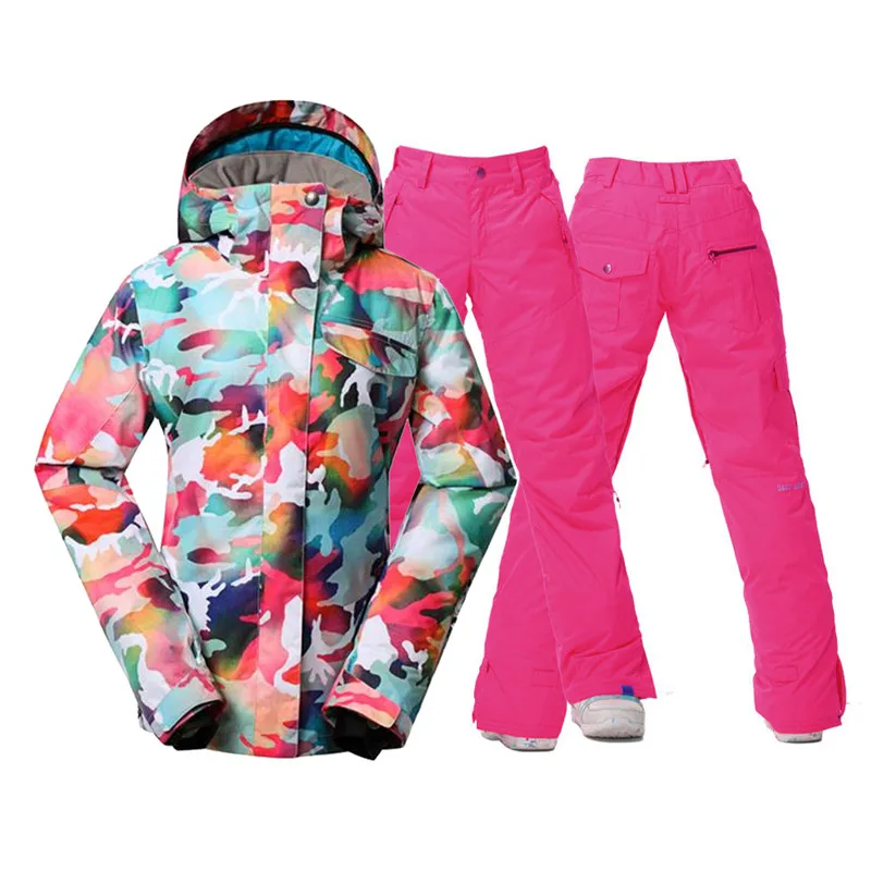 Модный Камуфляжный женский зимний костюм 10K водонепроницаемые ветрозащитные