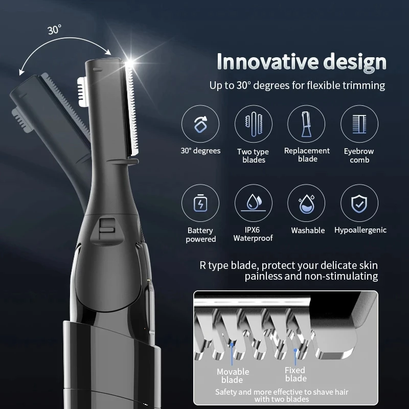

Electric Eyebrow Trimmer Precision Electric Eyebrow Razor for Women Battery-Operated Facial Hair Remover with Comb