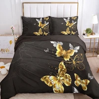luxury 3d bedding sets duvet cover set blanket quilt cover and pillowcase 2 3pcsset black gold butterfly bed set for wedding