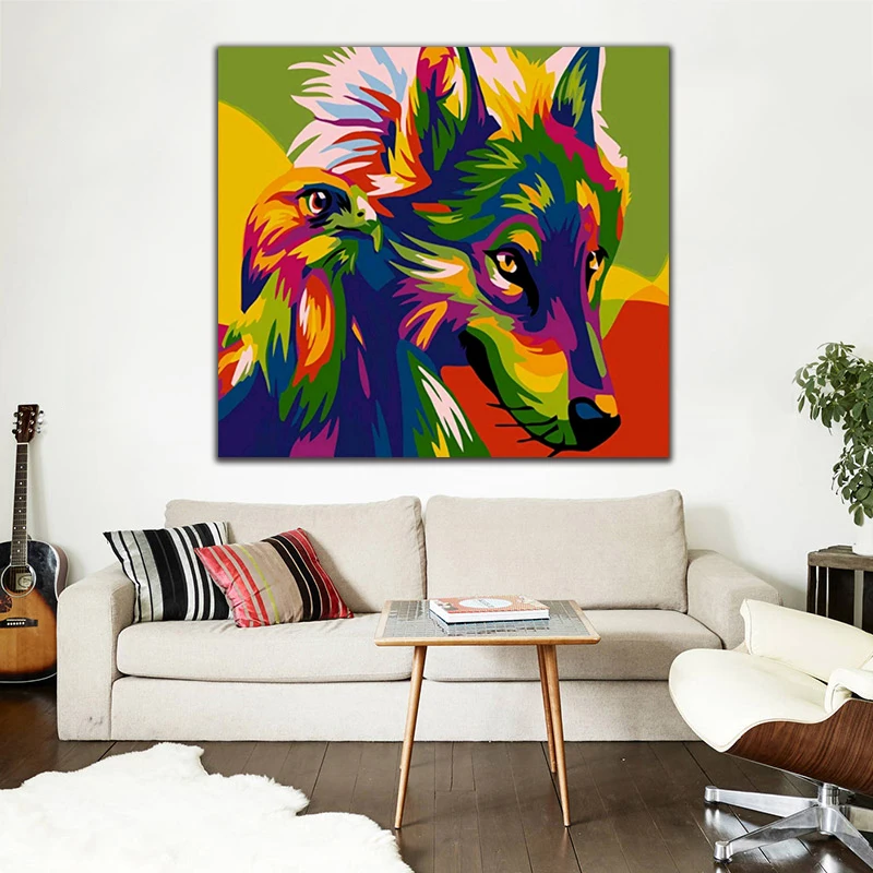 DIY картинки для раскраски по номерам с волком чтобы пить попугая Картина Рисунок