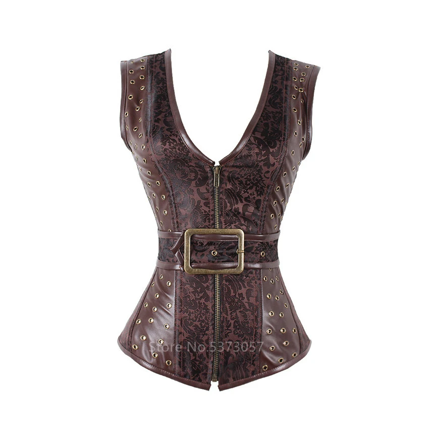

Средневековый корсет Европейский Викторианский с V-образным вырезом пальто с ремнем сексуальный стимпанк готический полиуретановый узор Стич Женская повязка на молнии Одежда для женщин