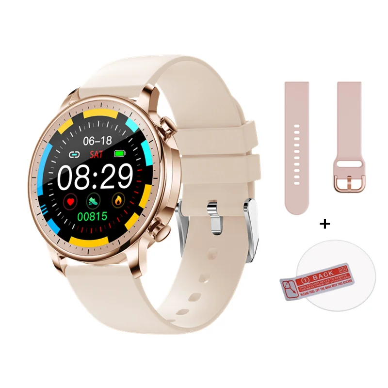 

Спортивные Смарт-часы для женщин, водонепроницаемый круглый экран, IP67, прогноз погоды, Whatsapp, напоминания, наручные часы