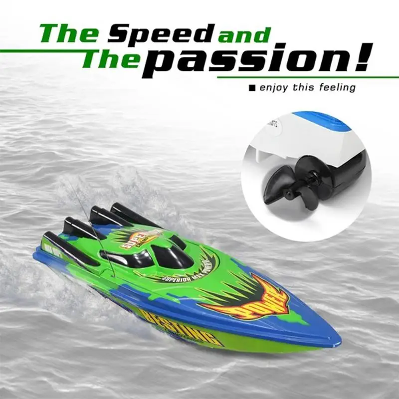 

RC Boat Toy High Speed Racing Rechargeable Batteries For Children Boat Colors Control Remote Kids Gifts Two Christmas
