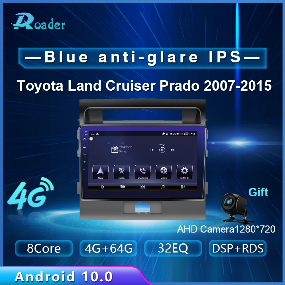 Автомобильный мультимедийный плеер Roader Android 10 0 автомобильный DVD для Toyota Land Cruiser 2007