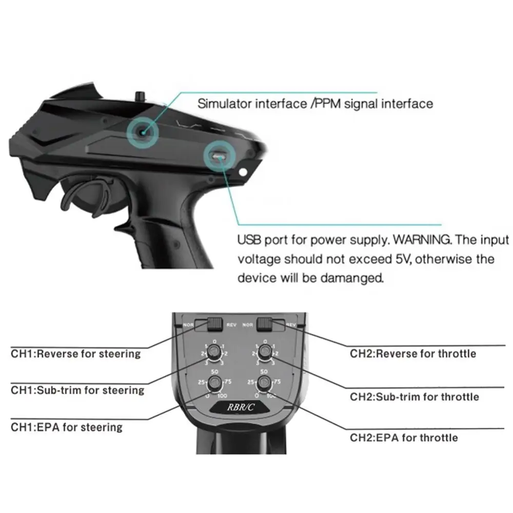 

2.4G 6CH Radio Transmitter Gyro Receiver Remote Controller for RC Car Boat Tank Parts & Accs-