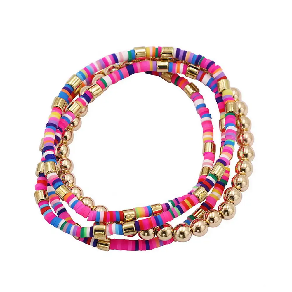 

Handmade Multicolor Beaded Beads Polymer Clay Beads Stacked Bracelets for Women Fashion Chic Polymer Clay Beads Bracelets