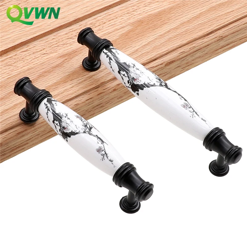 QVWN керамика из сплава на основе цинка белый/черный цвет для шкафов ручки двери