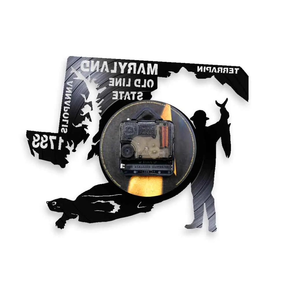 Old Line State Maryland Hunter Terrapin Wall Art Home Clock USA Annapolis Vinyl Record Vintage Watch | Дом и сад
