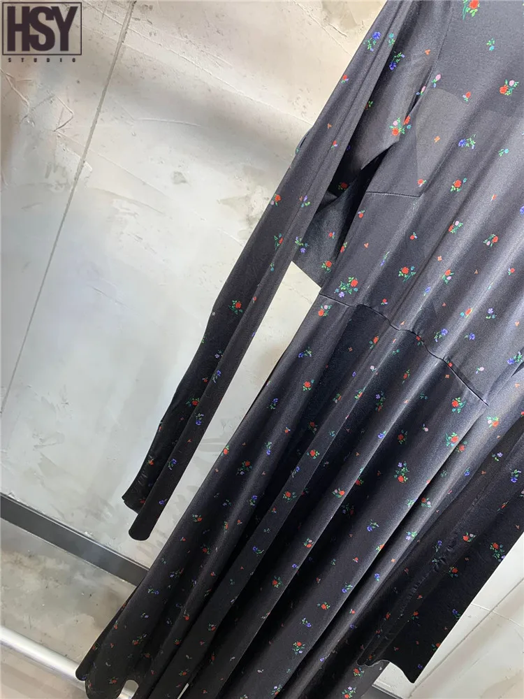 【HSY】2019 осень зима новые женские длинные рукава воротник с необычным цветочным