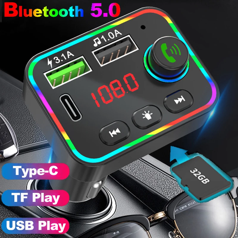 3.1A зарядных порта USB для автомобиля Зарядное устройство PD 18 Вт Тип C с Bluetooth 5 0 fm