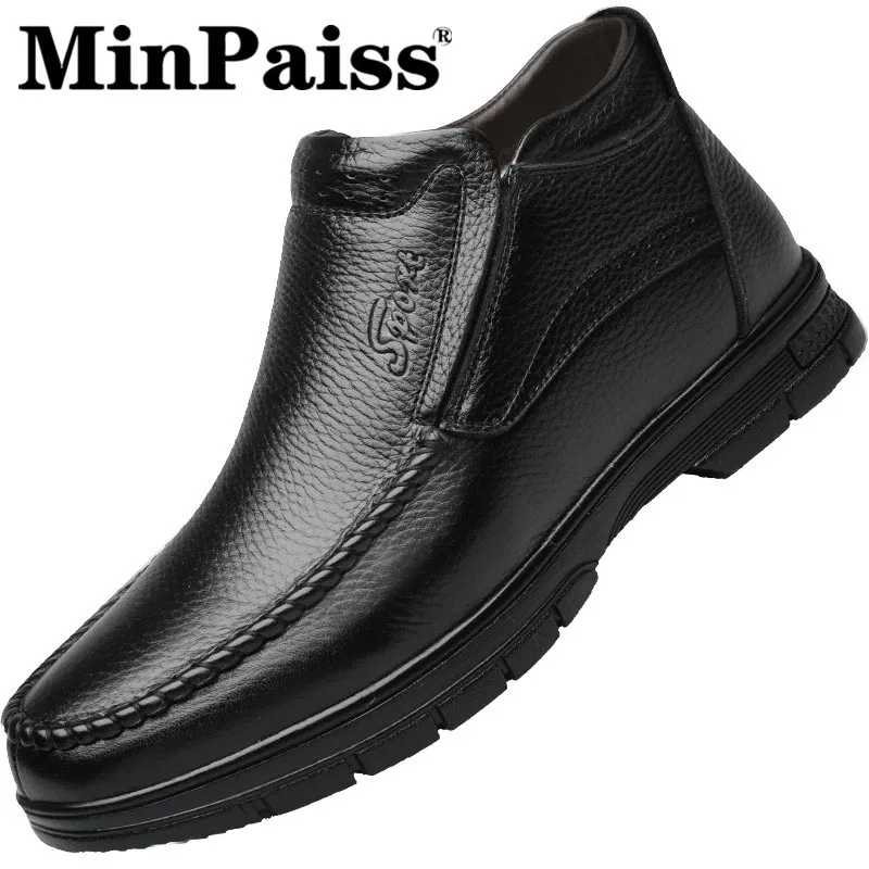 Мужские ботинки из хлопка и бархата зимние теплые для мужчин среднего пожилого