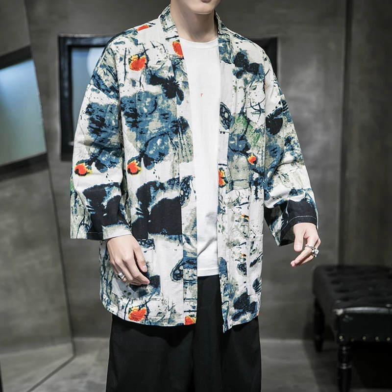 Летняя мужская куртка размера плюс Модный китайский стиль 2020 с принтом коротким