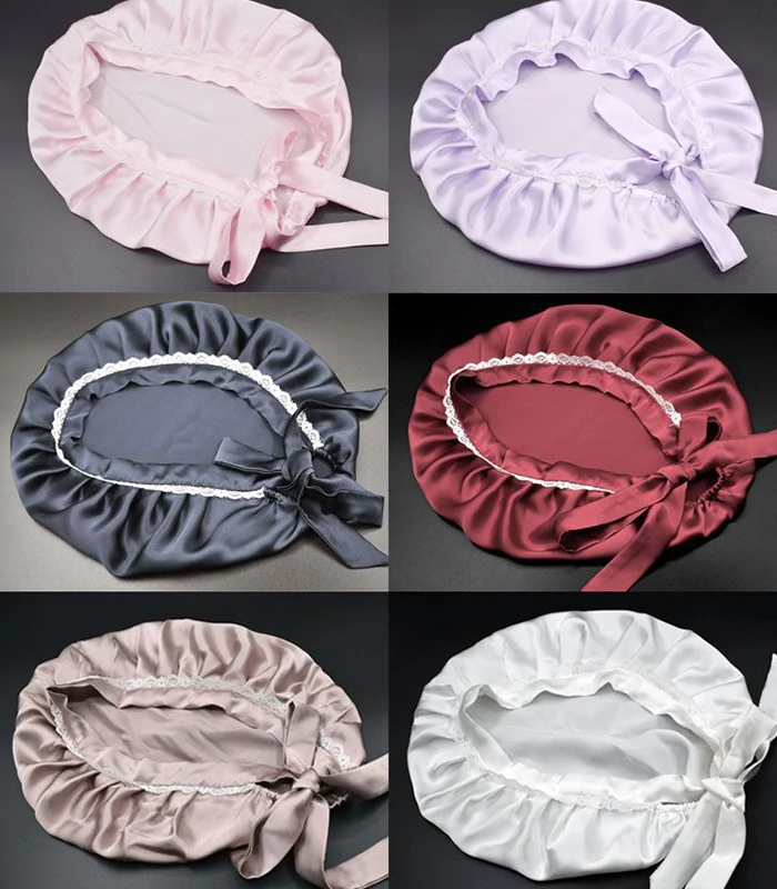 Большая удобная женская модная кружевная шелковая шапка для волос ночная