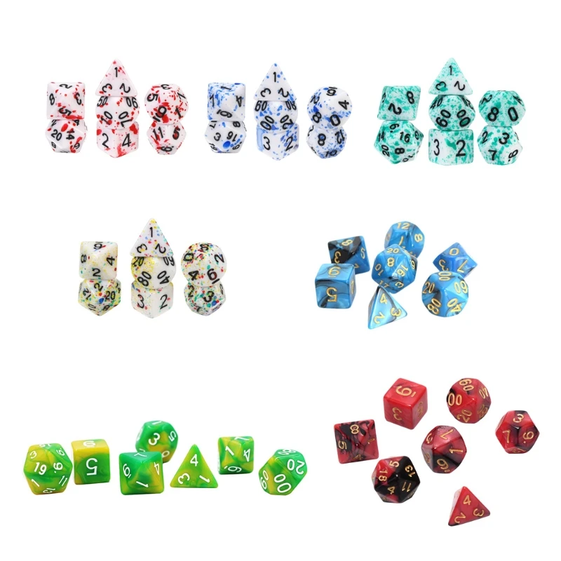 

7pcs/set Acrylic Dice Set Different Shapes Digital Dice for RPG MTG DND Board Game Role Playing Games
